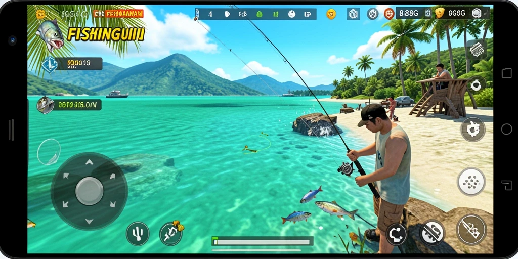 Screenshot utama dari gameplay 8G8G menunjukkan pengalaman memancing yang seru dan interaktif.