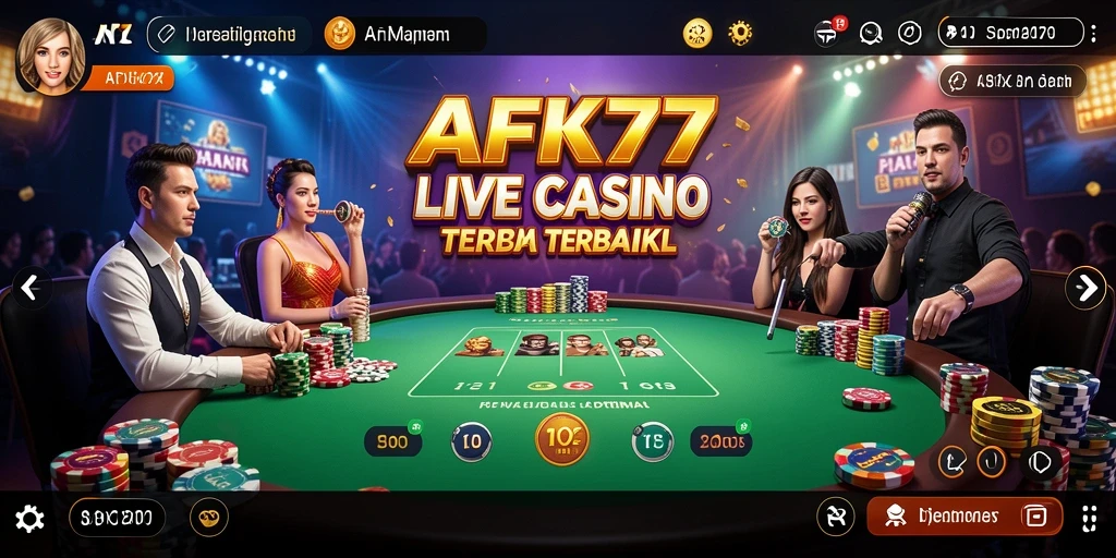 Screenshot gameplay Live Casino AFK77 yang menampilkan dealer dan pemain.