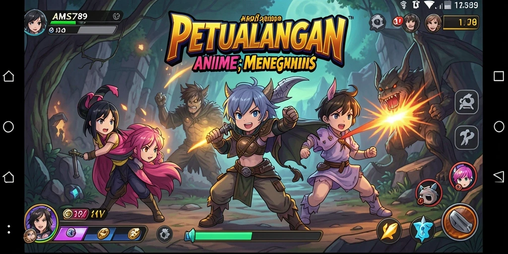 Tangkapan layar dari gameplay menarik AMS789 dengan karakter Anime.