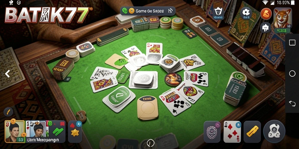 Screenshot utama BATIK77 menampilkan gameplay Gaple yang seru dan interaktif.