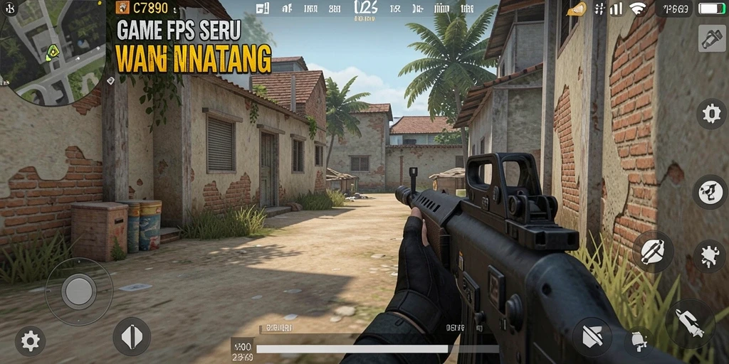 Tampilan gameplay mendebarkan dalam C7890 dengan aksi FPS intens.