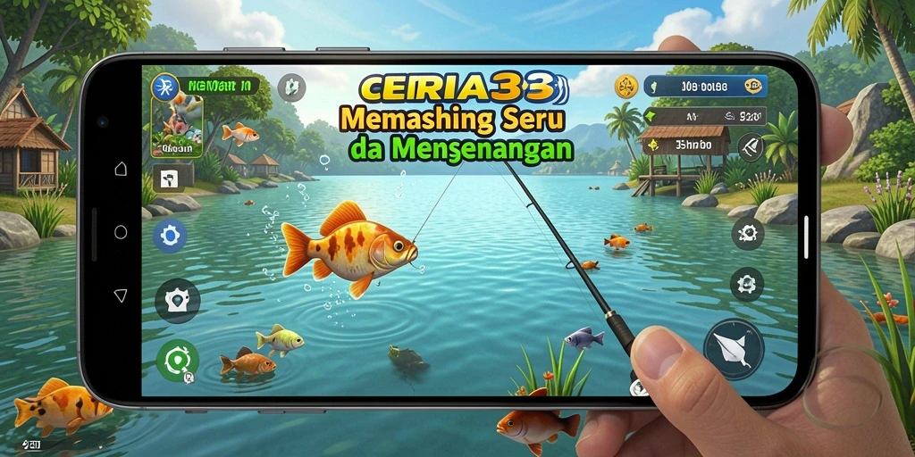 Screenshot CERIA33 yang menampilkan aksi memancing seru di laut.