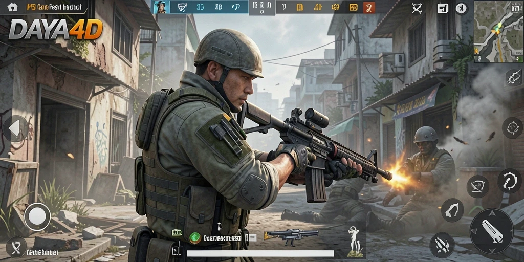 Tampilan menarik dari gameplay DAYA4D yang penuh aksi FPS.
