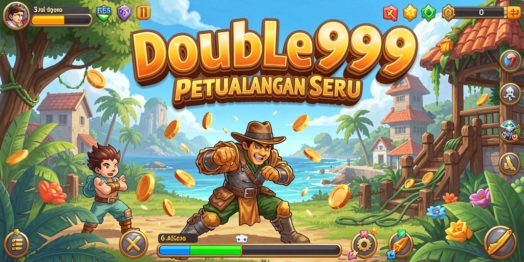 Tampilan gameplay menakjubkan dalam DOUBLE999 dengan warna cerah.