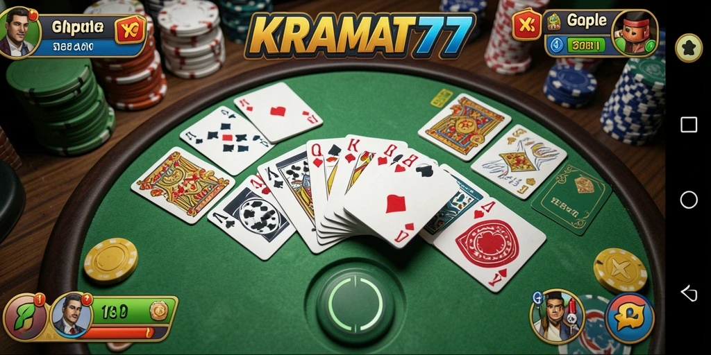 Tampilan gameplay yang menarik dalam KRAMAT77 saat bermain Gaple.