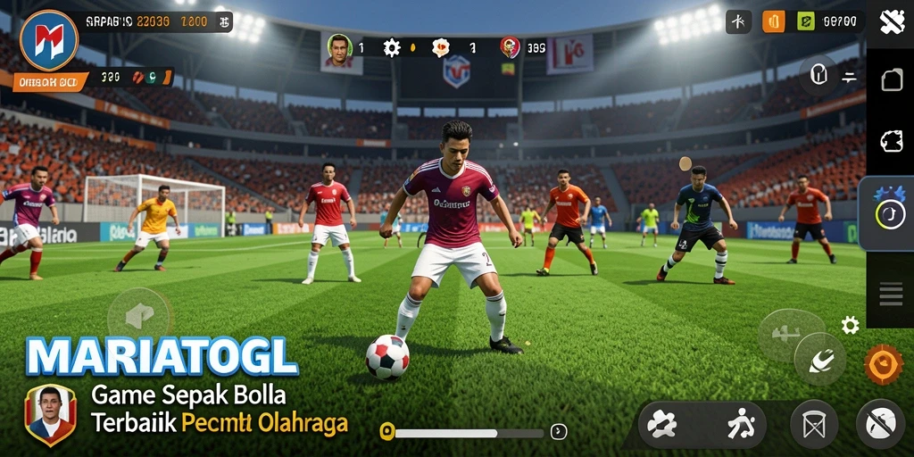 Tampilan gameplay MARIATOGL dengan aksi sepak bola seru.