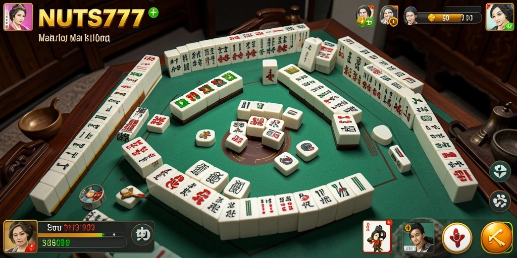 Screenshot NUTS777 menampilkan gameplay Mahjong yang mendebarkan.