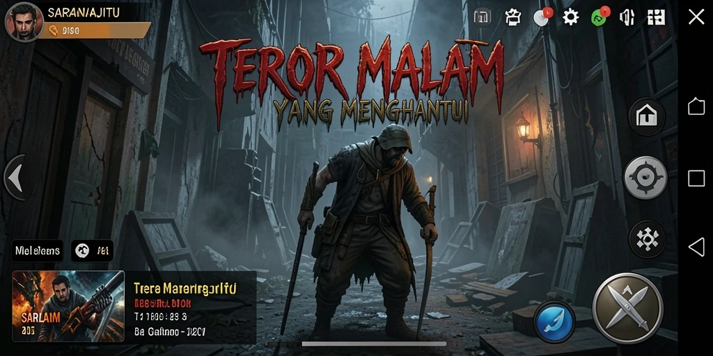 Screenshot gameplay SARANAJITU yang penuh ketegangan dan teror.